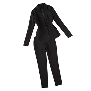倪妮明星同款黑色职业西装套装新款时尚显瘦外套女工作服两件套潮