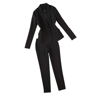 倪妮明星同款黑色职业西装套装