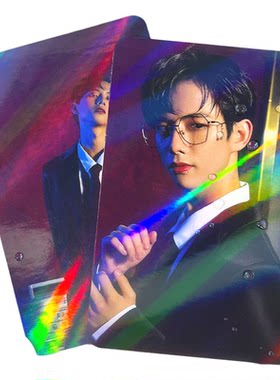 沉墨25张斜光柱镭射膜圆角小卡