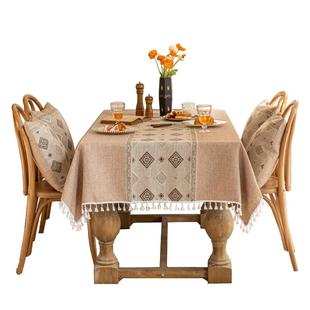 桌布布艺棉麻新中式茶几布盖布正方形餐桌布中国风高级感布料台布