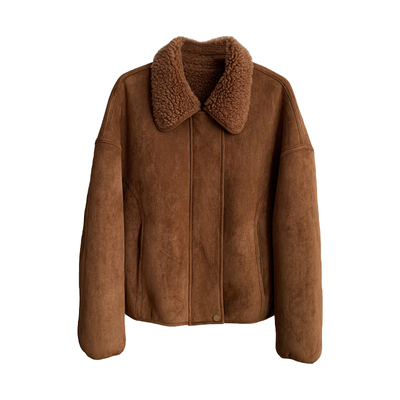 时光旅人两面穿麂皮绒皮草外套女