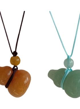 黄玉东陵玉纯天然编织绳吊坠项链