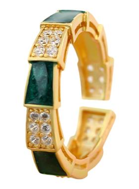 2025秋冬蛇形滴釉戒指时尚个性镀金ins潮蛇骨小众设计高级感食指