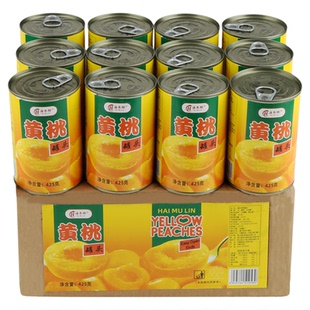 砀山黄桃罐头正品整箱批发12罐装*425克糖水水果罐头商用烘焙专用
