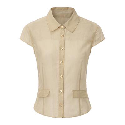 cheapartlabel米黄收腰小衬衫