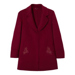 气质中年妈妈双面羊绒大衣女中款高贵洋气秋冬新款西装羊毛呢外套