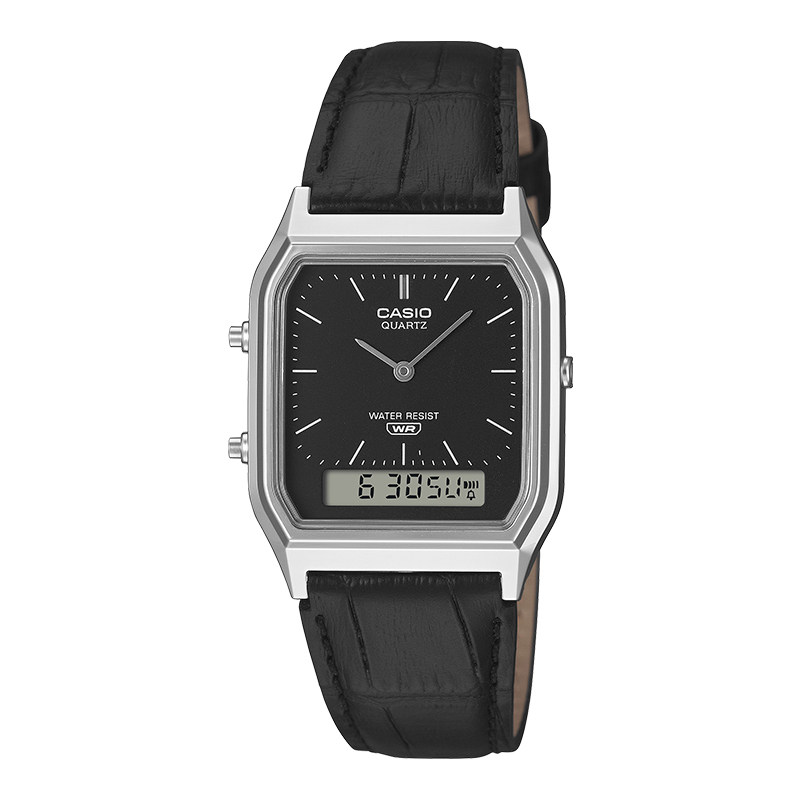 卡西欧官方旗舰店AQ-230复古指针数字双显小方块手表男女CASIO