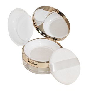 双隔层散粉分装盒便携带粉扑双层不漏粉小号蜜粉盒子弹力网空盒