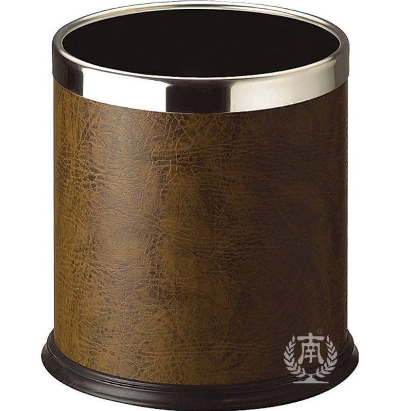 GPX-43无盖垃圾桶家用酒店卫生间10L包PU皮垃圾筒单层房间桶圆形