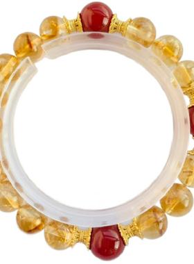 天然真黄水晶黄塔金红玛瑙手链