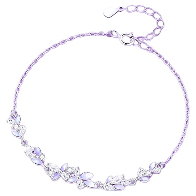 中国黄金紫藤花银手链生日礼物女