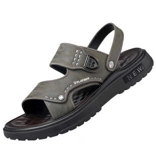 花花公子真皮凉鞋男夏季外穿开车休闲沙滩鞋男士防滑软底凉拖鞋子
