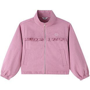 安奈儿童装女童仿牛仔短款夹克外套2026春新款时尚甜美休闲透气