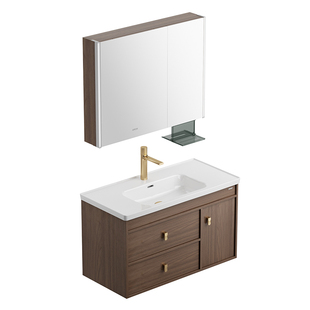 【直播闪降补贴】箭牌卫浴中古原木风陶瓷一体盆浴室柜组合卫生间