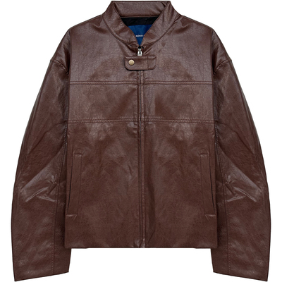 【NOKO】复古质感立领机车皮衣 哑光皮质纹理易打理夹克外套