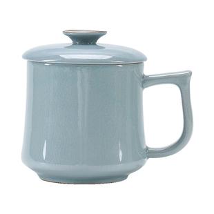 新款汝窑束腰办公杯开片可养带盖杯子个人专用家用泡茶杯伴手礼品