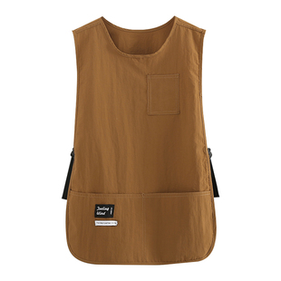 防泼水围裙家用厨房上班坎肩工作服咖啡店餐饮专用定制logo印字男