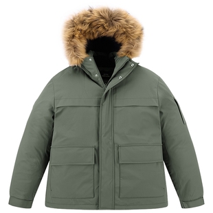 【貉子大毛领】太平鸟男装 派克羽绒服25年冬新款工装户外防寒服