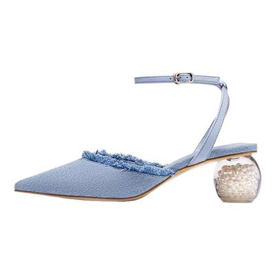 KISSKITTY尖头水晶高跟包头凉鞋