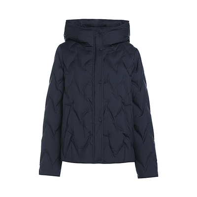 JESSIE菱格纹90鸭绒连帽羽绒服女