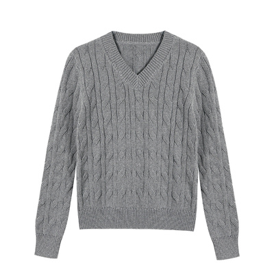 宽松显瘦毛衣V领毛针织衫