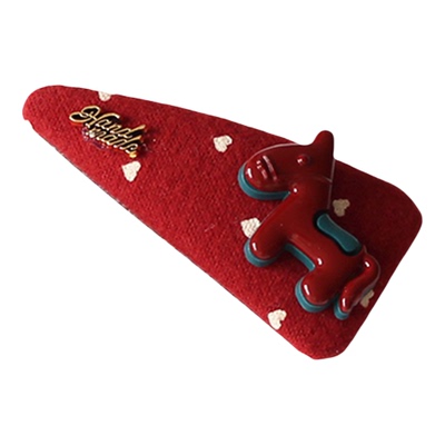 川野法日韩红色爱心小马椭圆发夹