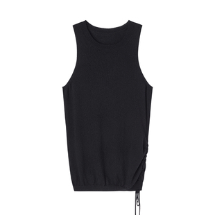 CROWNLESS未冕2025夏新品肌理感Viscose花纱造型感抽绳腰圆领背心