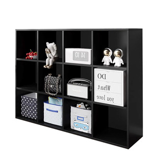 包邮木质多功能收纳柜子储物柜简易组装黑色组合落地唱片书柜书架