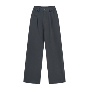 Kuvine春季高级感韩版慵懒风针织西裤男款宽松直筒弹力休闲裤子男