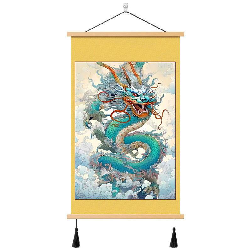 中式青龙献瑞画像挂画