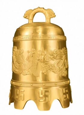 铜钟摆件纯黄铜龙凤呈祥大号寺庙挂钟八仙钟屋檐凉亭门饰挂件送礼