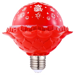 2026春节新款七彩旋转变色福字灯泡新年投影氛围发财led装饰气氛