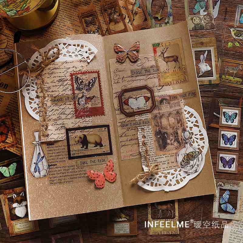 infeelme贴纸本书信寄怀系列素材入装饰帐20贴画4手款复古张