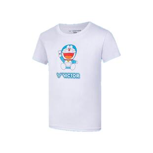 victor哆啦A梦联名款胜利儿童羽毛球训练服上衣威克多男女童短袖