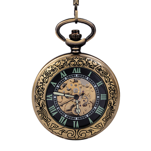 怀旧镂空全自动机械怀表复古翻盖项链老人男女学生定制放照片挂表