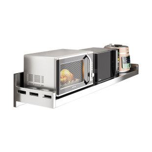 不锈钢厨房置物架壁挂式墙上微波炉收纳架免打孔墙上悬空调料架子