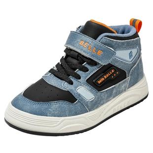 百丽童鞋儿童高帮板鞋男童软底防滑运动鞋秋季宝宝鞋时尚休闲鞋潮