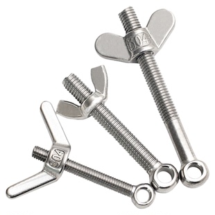 304不锈钢活节羊眼螺栓+蝶形螺母套装鱼眼带孔活节螺丝M6M8M10M12