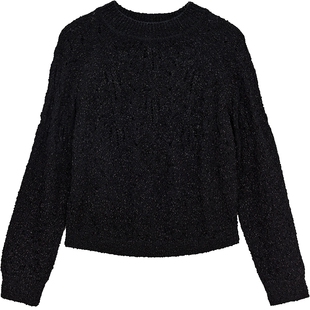 ONLY2026春季新款透气立体网孔松弛感插肩柔光纱线圆领针织衫女