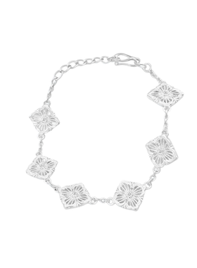 足银S990镂空幸运五花手链女