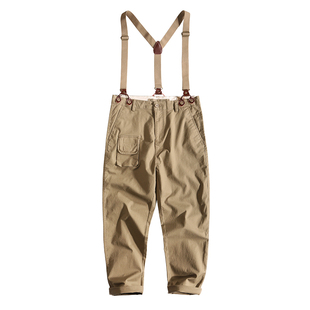 工装背带裤男2025新款美式宽松休闲连体裤复古英伦风男士吊带裤子
