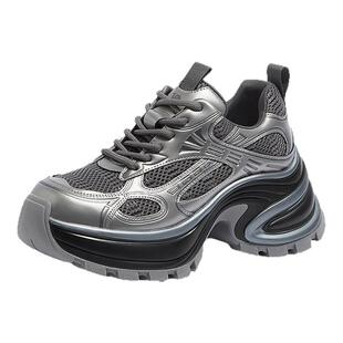 骆驼星云女鞋2026春季时尚休闲鞋厚底增高鞋女8cm老爹鞋