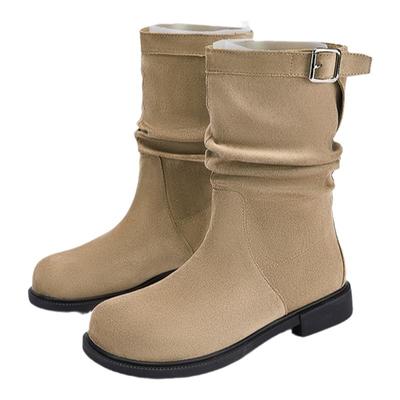 达芙妮褶皱西部牛仔堆堆靴