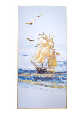 圣朗伦一帆风顺竖幅装饰画玄关背景挂户创意立体浮雕画