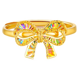 金至尊金黄金戒指2026新款蝴蝶结足金戒指活口戒高级感礼物送老婆