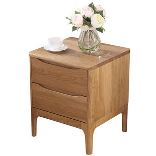 日式全实木床头柜橡木卧室储物柜北欧环保二斗柜置物灯桌厂家直销