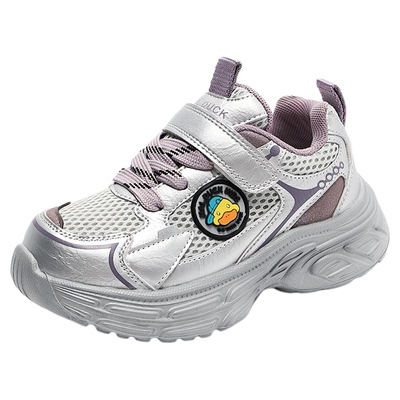 小黄鸭女童鞋子2025秋季新款网面透气网鞋轻便软底防滑运动儿童鞋