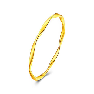 莫比乌斯环黄金手镯古法纯金包银实心999结婚心经手环送女友礼物