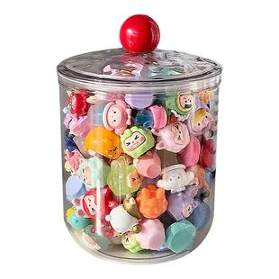 萌粒展示罐收纳公仔积木乌龟小玩具密封罐摆件透明展示架防尘盒子