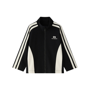 虾酱麻麻男童外套秋冬装2025新款男孩衣服洋气撞色织带儿童装上衣